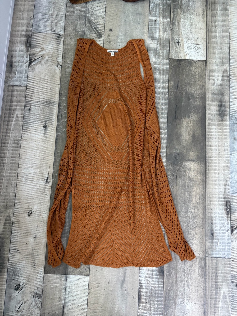 Moral Fiber Brown Open-Knit Sweater